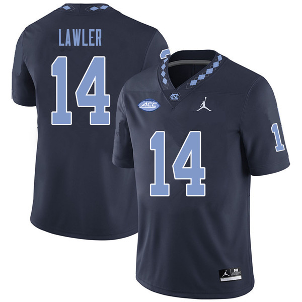 Jordan Brand Men #14 Jake Lawler North Carolina Tar Heels College Football Jerseys Sale-Navy
